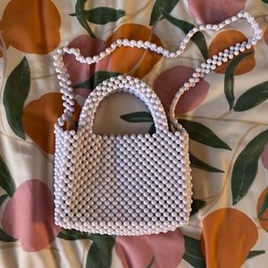 White Bead Mini Purse